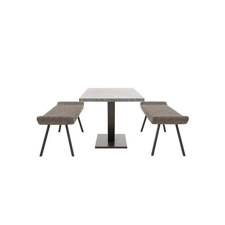 Rocket Dining Table with 2 Faux Leather Low Benches Dining Set by