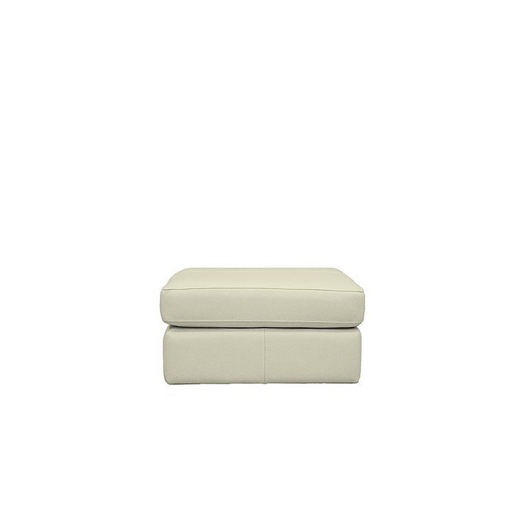 G Plan Seattle Leather Footstool with Wooden Feet Cambridge Chalk