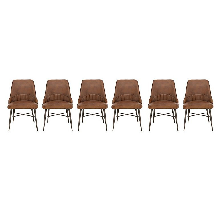 Val Set of 6 Leather Dining Chairs - Walnut Brown by Furniture Village | ufurnish.com