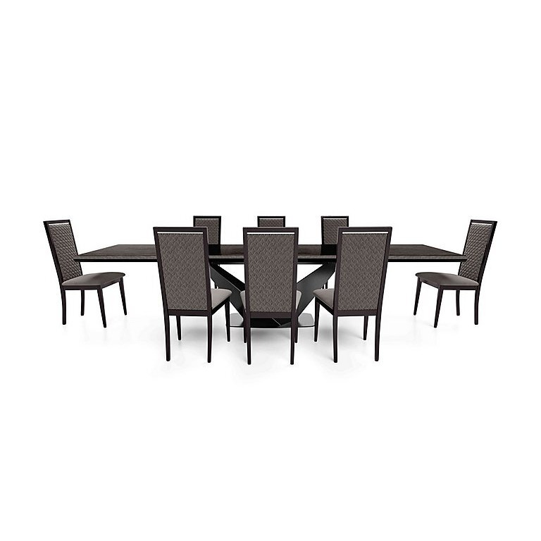 Vita Extending Dining Table and 8 Wooden Chairs with Patterned