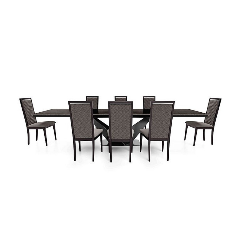 Vita Extending Dining Table and 8 Wooden Chairs with Patterned