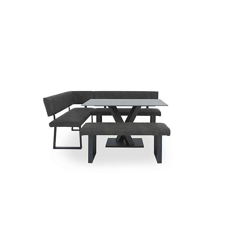 Warrior Grey Compact Fixed Dining Table with Left Hand Facing Corner