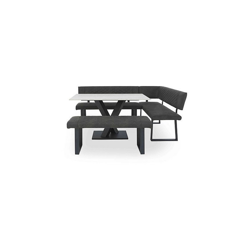 Warrior Crystal White Compact Fixed Dining Table with Right Hand Facing