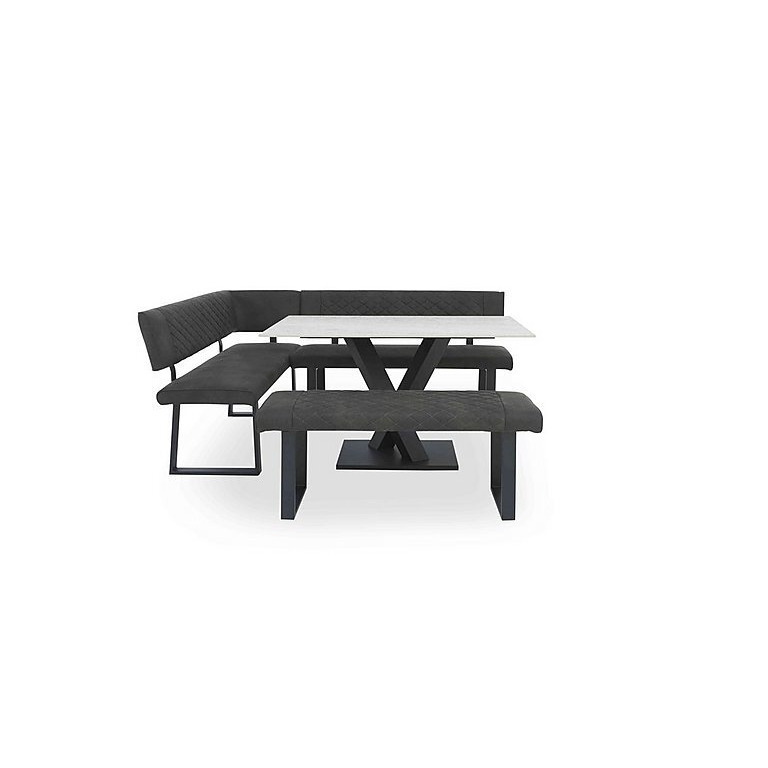 Warrior Crystal White Compact Fixed Dining Table with Left Hand Facing