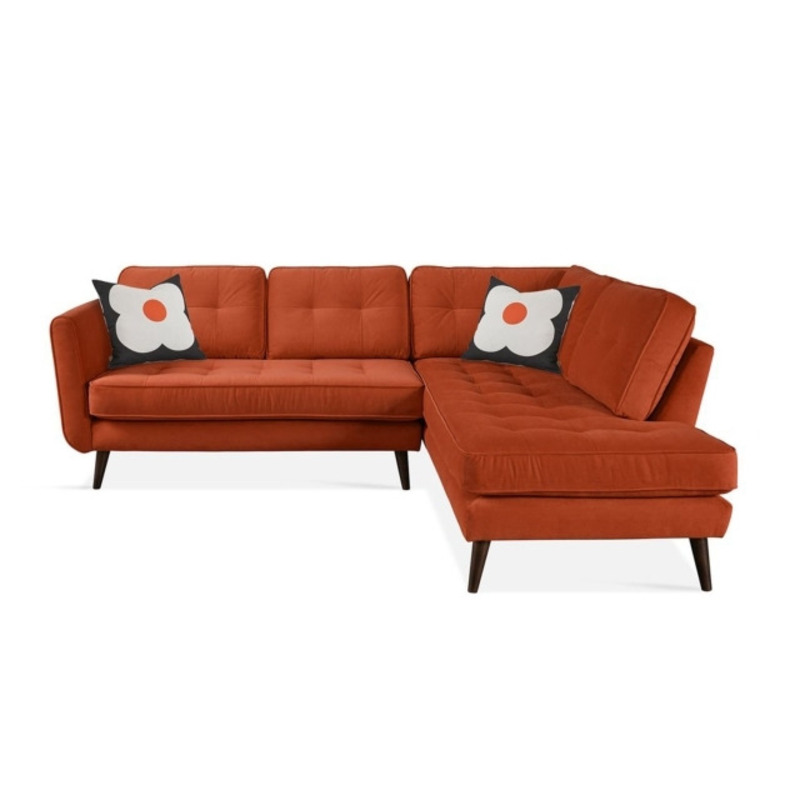 Orla Kiely Ivy L Shape Corner Sofa in Glyde Velvet Glyde Tomato by