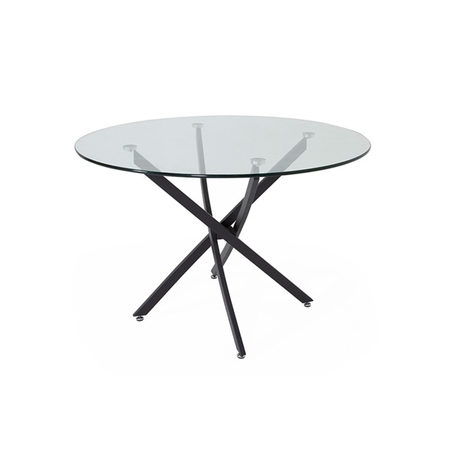 Kara Round Dining Table with Grey Metal Legs by Furniture World ...