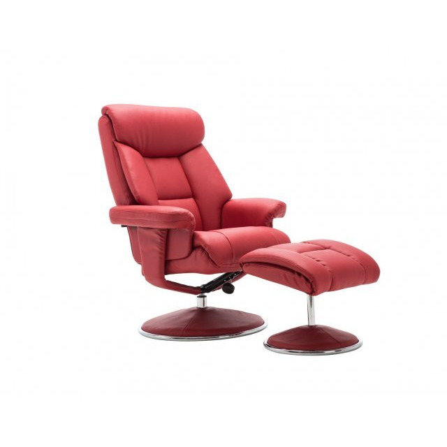 Biarritzbianca Swivel Recliner Chair, Red Swivel Chair And Footstool