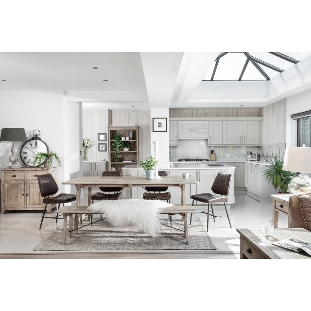 Malta Reclaimed Wood Dining Table Set with Bench and 4 Chairs