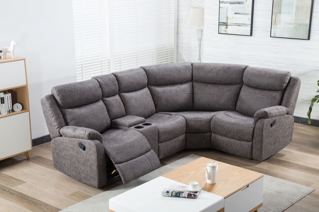 Ellena Grey L Shape Recliner Corner Sofa with Storage - Power Recliner ...