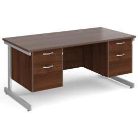 All Walnut C-Leg Executive Desk 2+2 Drawers , 160wx80dx73h (cm)