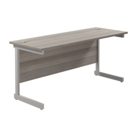 Progress I Narrow Rectangular Desk, 160wx60dx73h (cm), Silver/Grey Oak