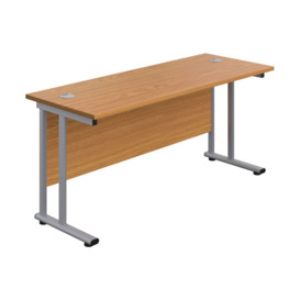 Impulse Narrow Rectangular Desk, 180wx60dx73h (cm), Silver/Nova Oak