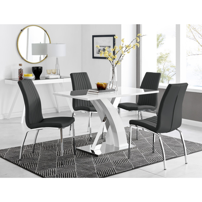 Atlanta Chrome Dining Table & 4 Isco Chairs Furniturebox by