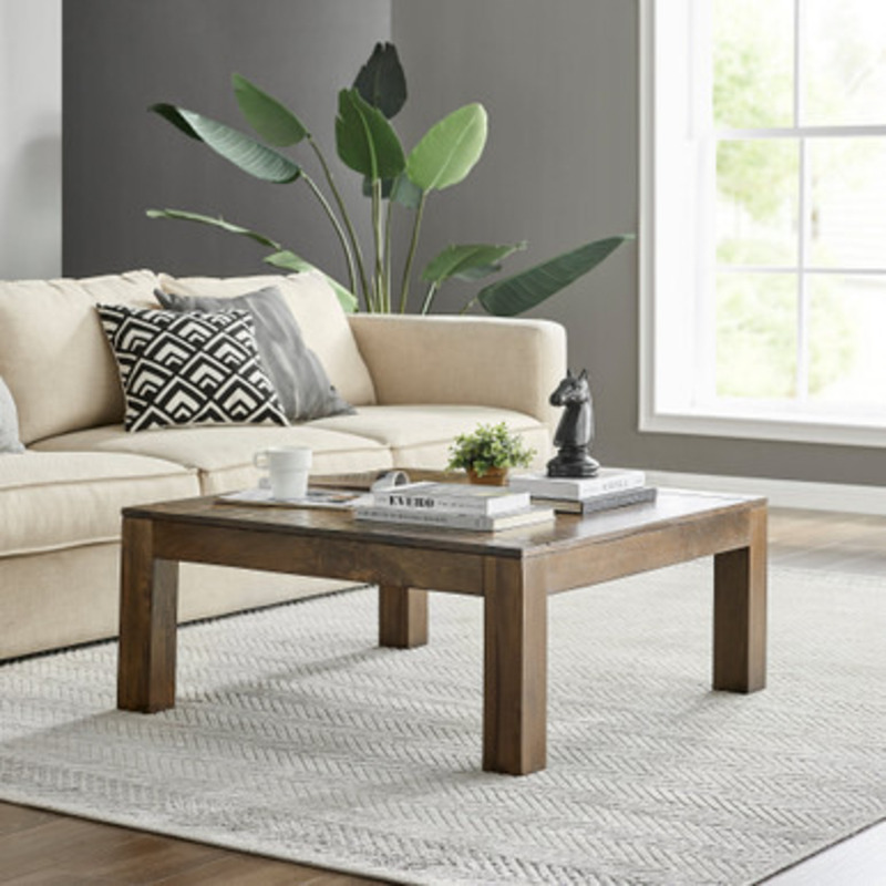 Emmett Solid Mango Wood Dark Walnut Shade Coffee Table by FurnitureBox