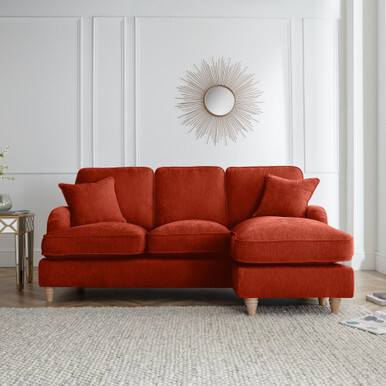 Piper Apricot Orange Velvet Right Hand Chaise Longue Sofa by ...