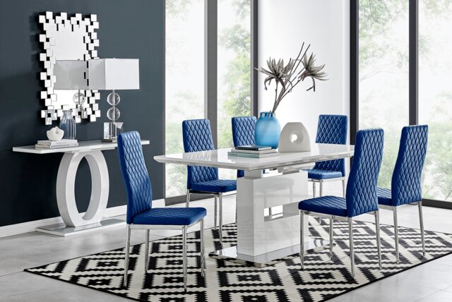 Table Arezzo Rond Arezzo Large Extending Dining Table and 6 Velvet Milan Chairs by ...