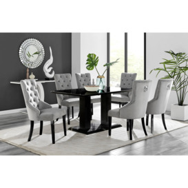 Imperia 6 Black Dining Table and 6 Grey Belgravia Black Leg Chairs