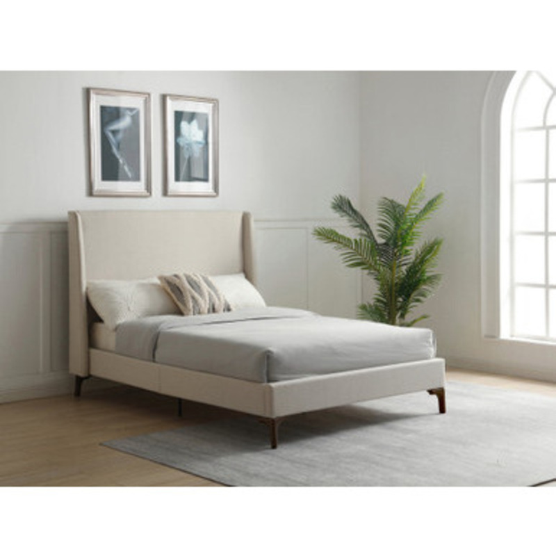 Denver King Frame Bed Stone by FurnitureBox