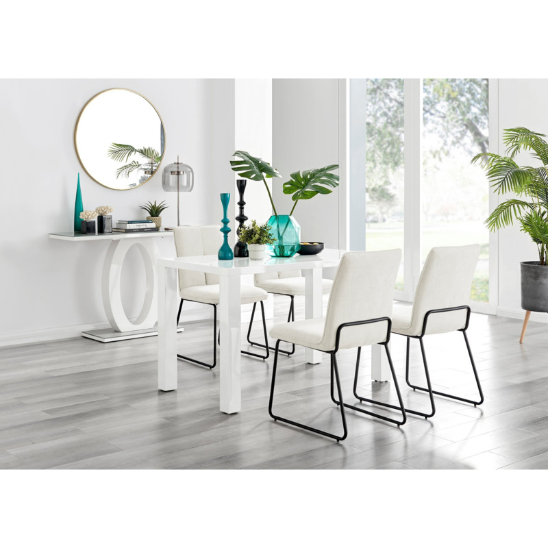 Pivero White High Gloss Dining Table & 4 Halle Chairs Furniturebox UK by FurnitureBox