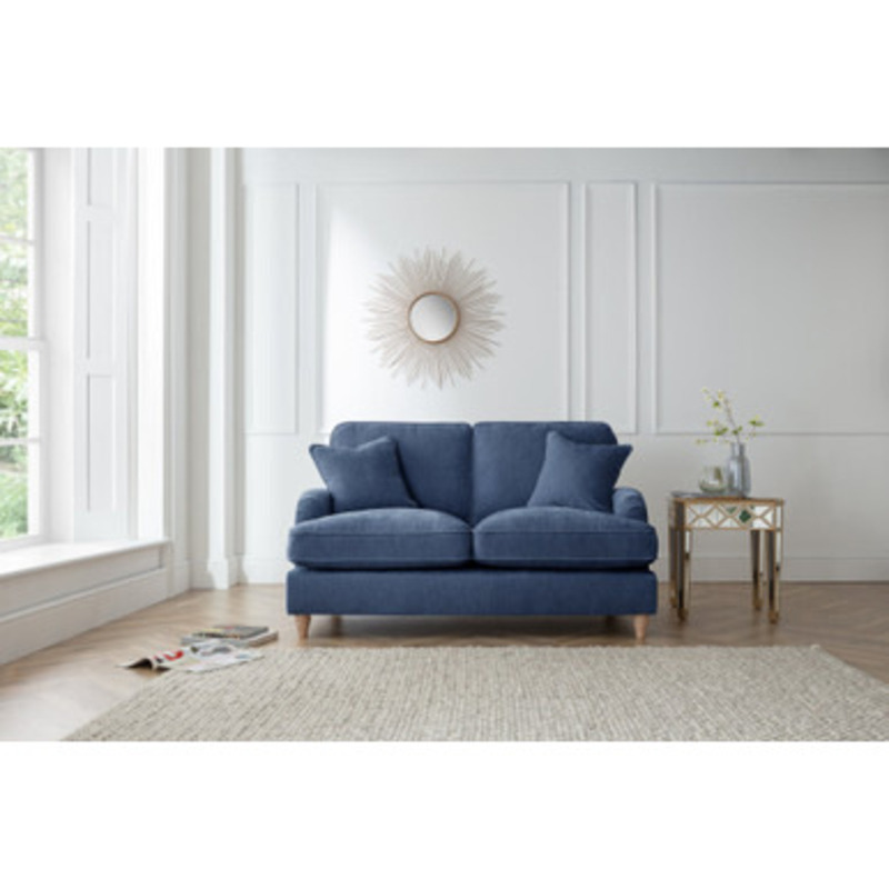 Piper Luxury Navy Blue Velvet 2 Seater Sofa by FurnitureBox
