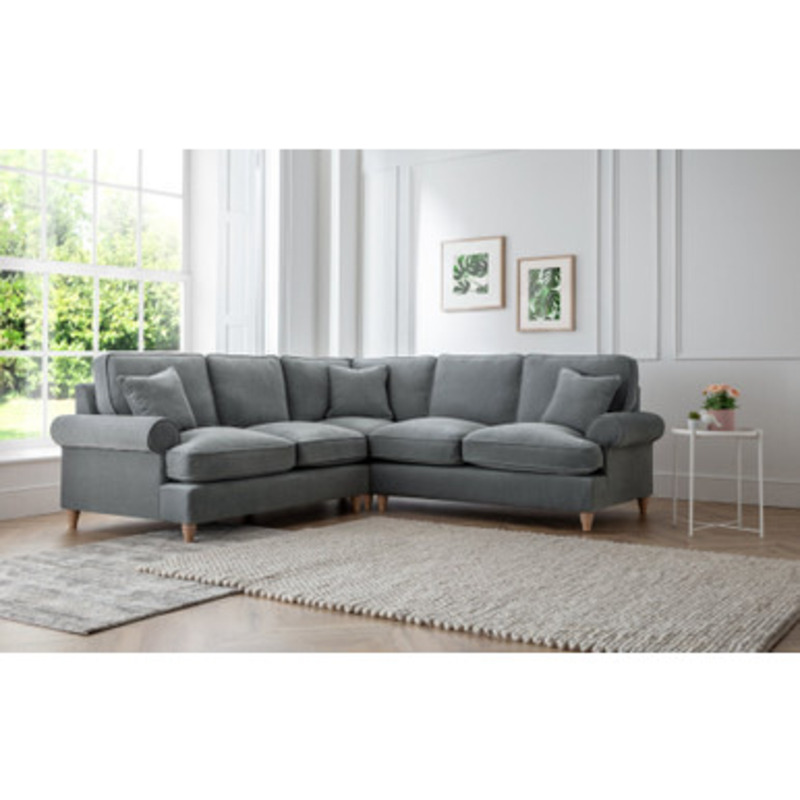 Elsie Luxury Charcoal Grey Velvet Corner Sofa by FurnitureBox