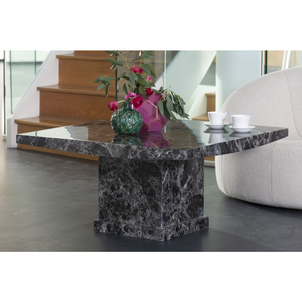 Prague Black Marble Square Coffee Table by Furntastic | ufurnish.com