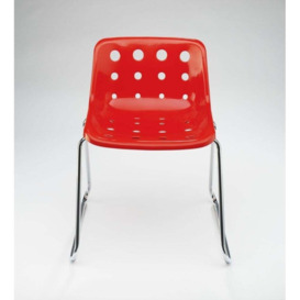 "Loft Robin Day Sled Red Plastic Polo Chair "
