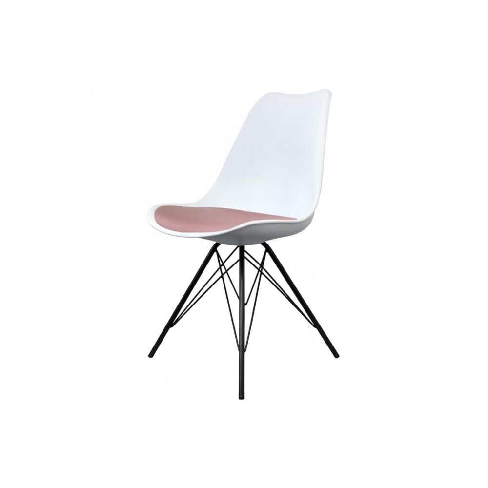 Fusion Living Soho White and Blush Pink Dining Chair with Black Metal Legs by Fusion Living