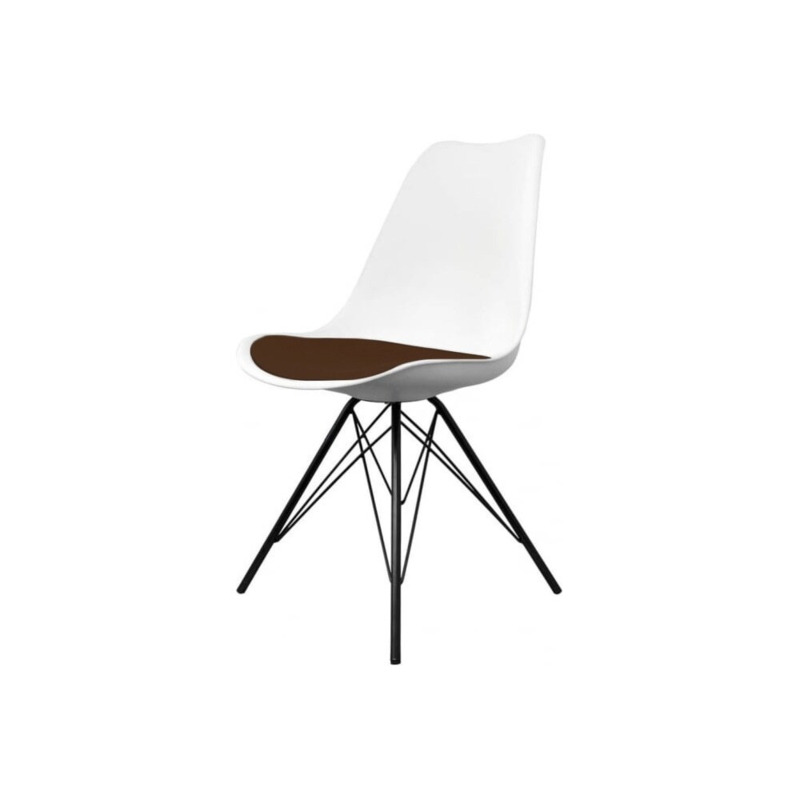 Fusion Living Soho White and Chocolate Brown Plastic Dining Chair with