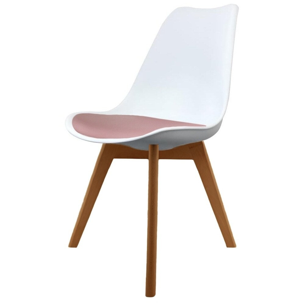 Fusion Living Soho White and Blush Pink Dining Chair with Squared
