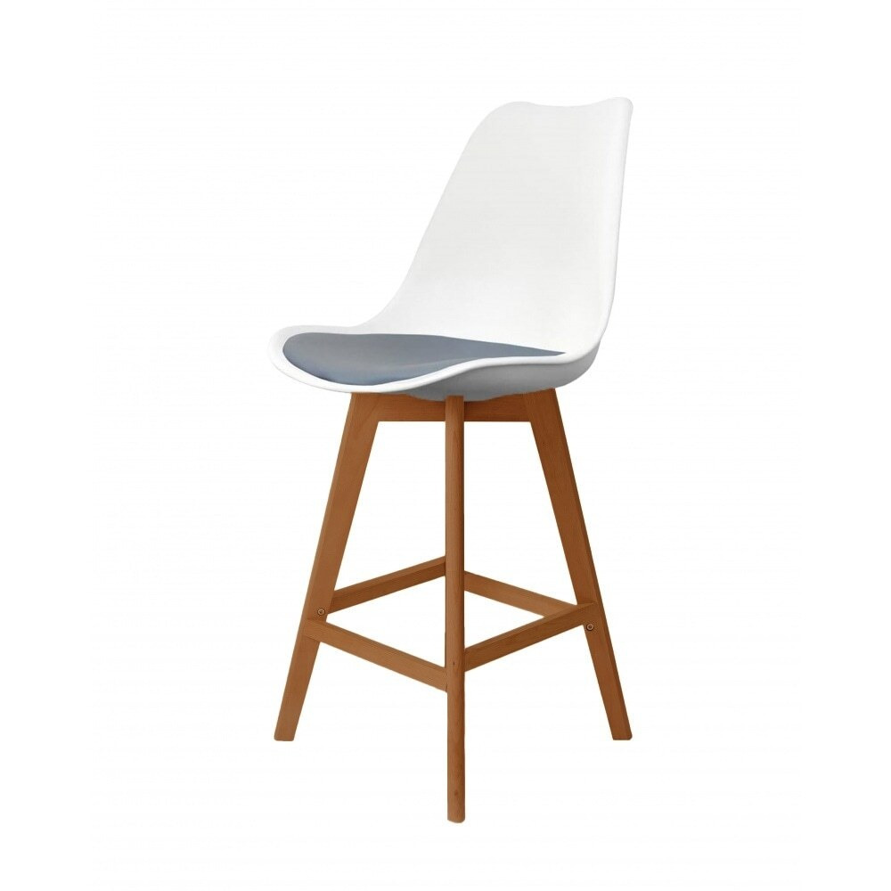 "Fusion Living Soho White and Dark Grey Plastic Bar Stool with Medium