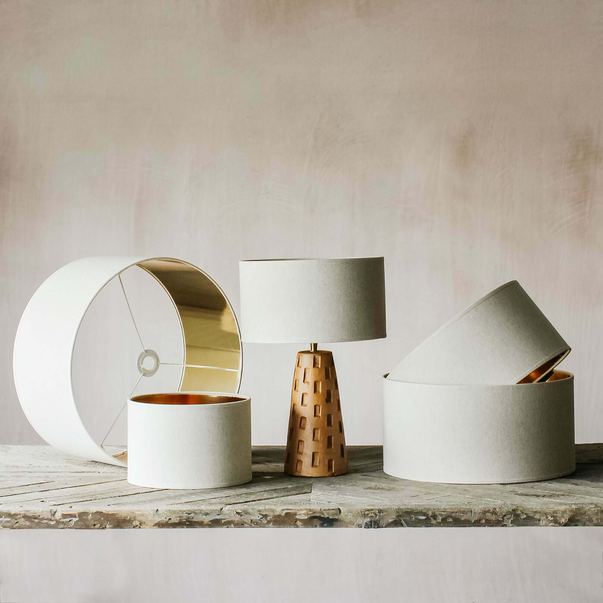 "Graham and Green Linen and Gold Lamp Shade 14""" by Graham & Green