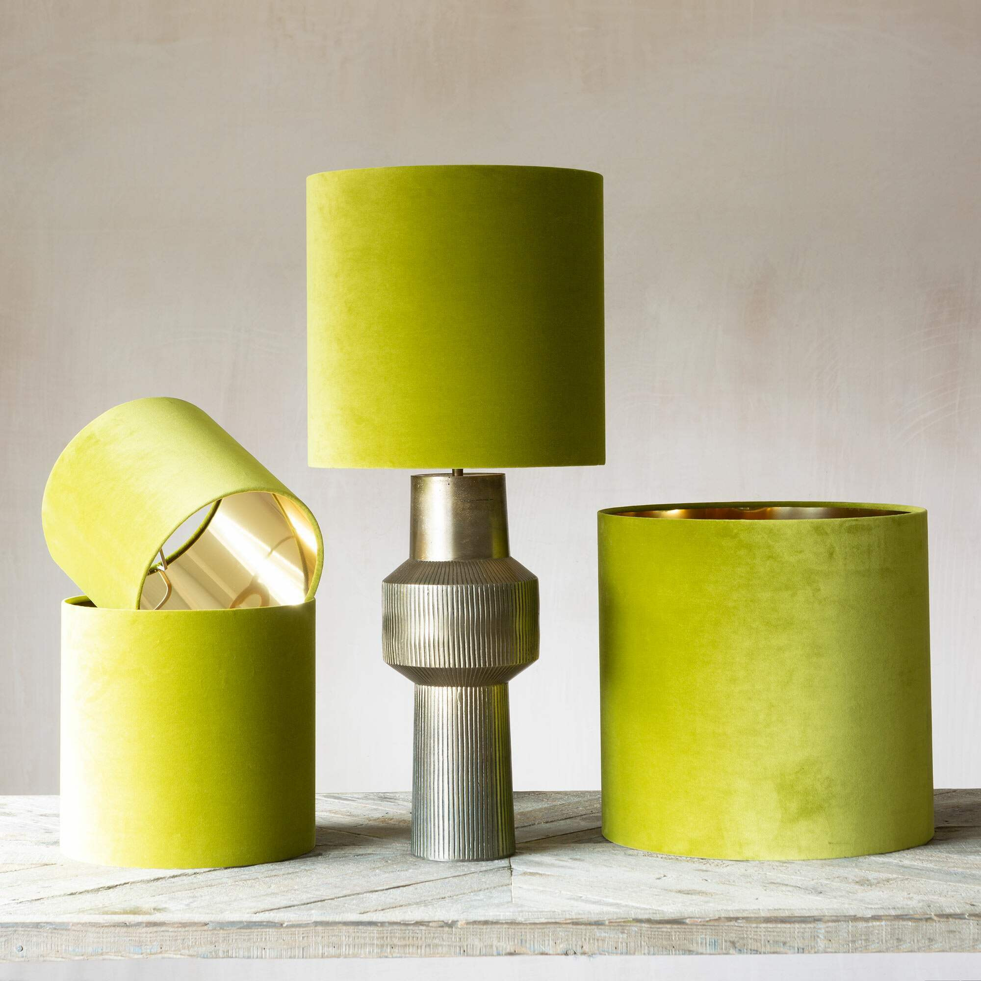"Graham and Green 14"" Tall Pistachio Velvet Lamp Shade" by Graham