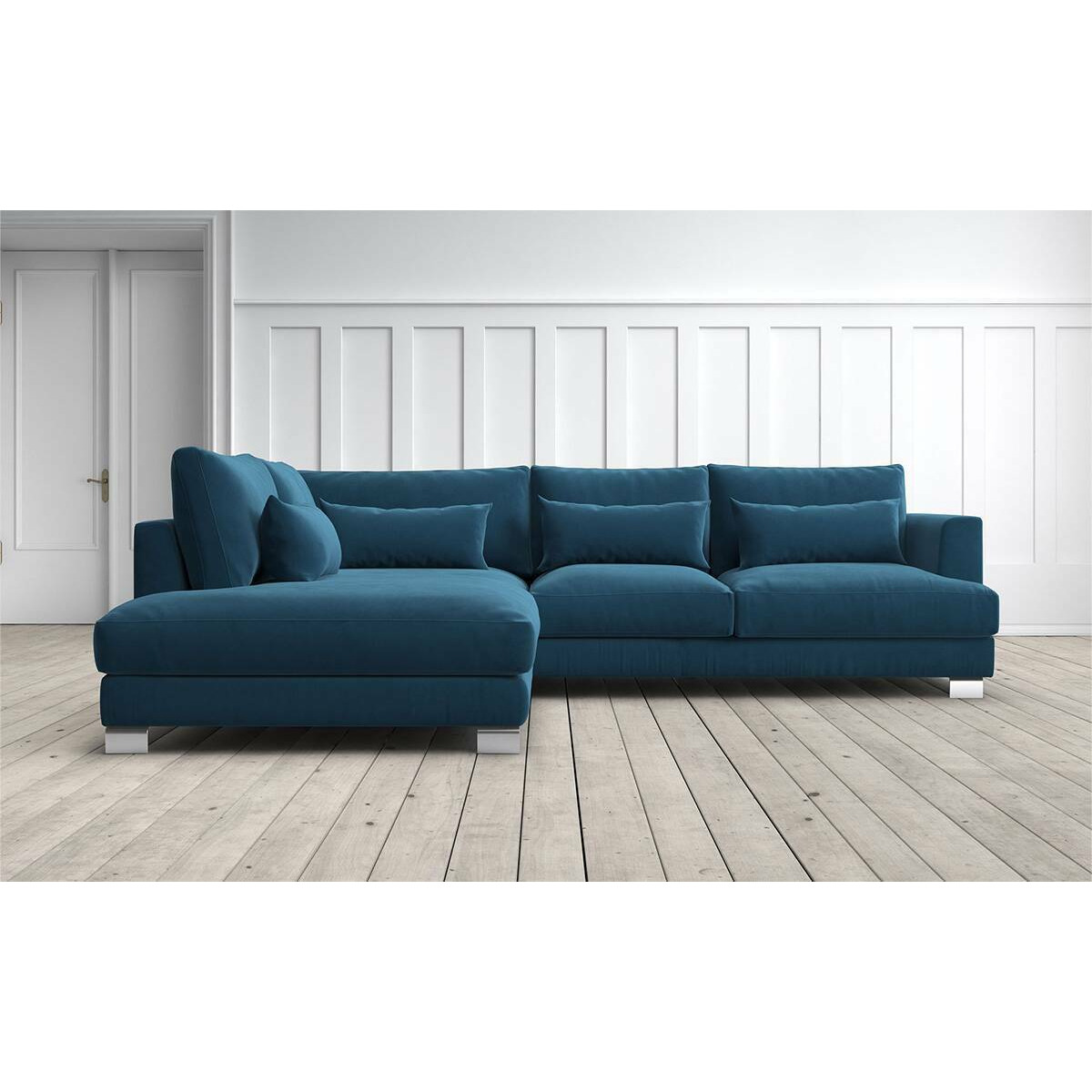 Graham and Green Dakota 2 Seater Left Chaise Sofa in Petrol Lario