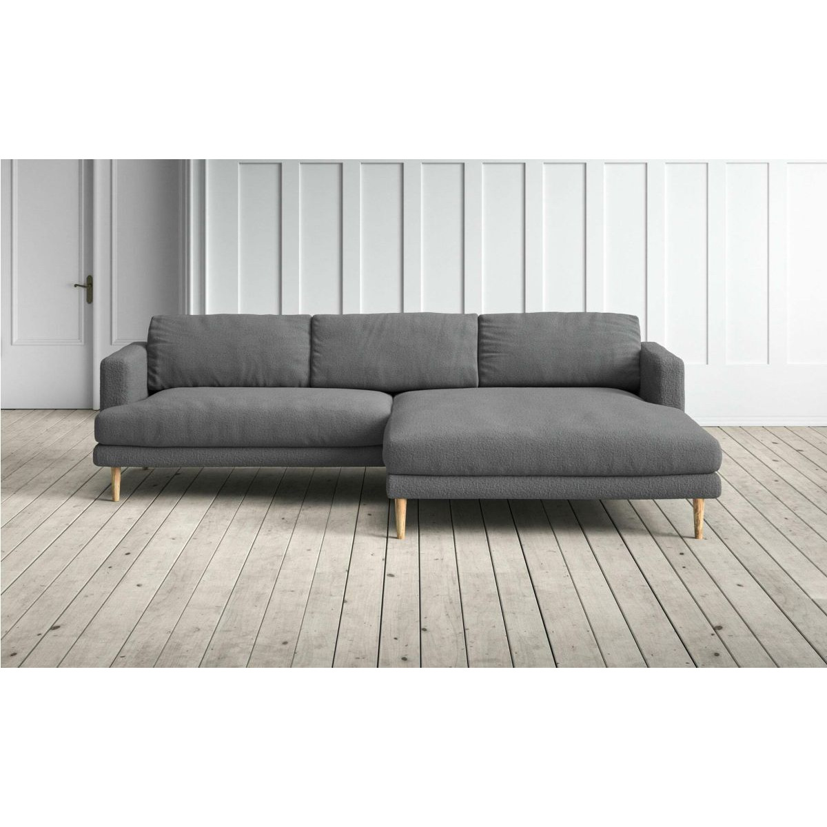 Graham and Green Sydney 4 Seater Right Sofa in Ash Bouclé by Graham