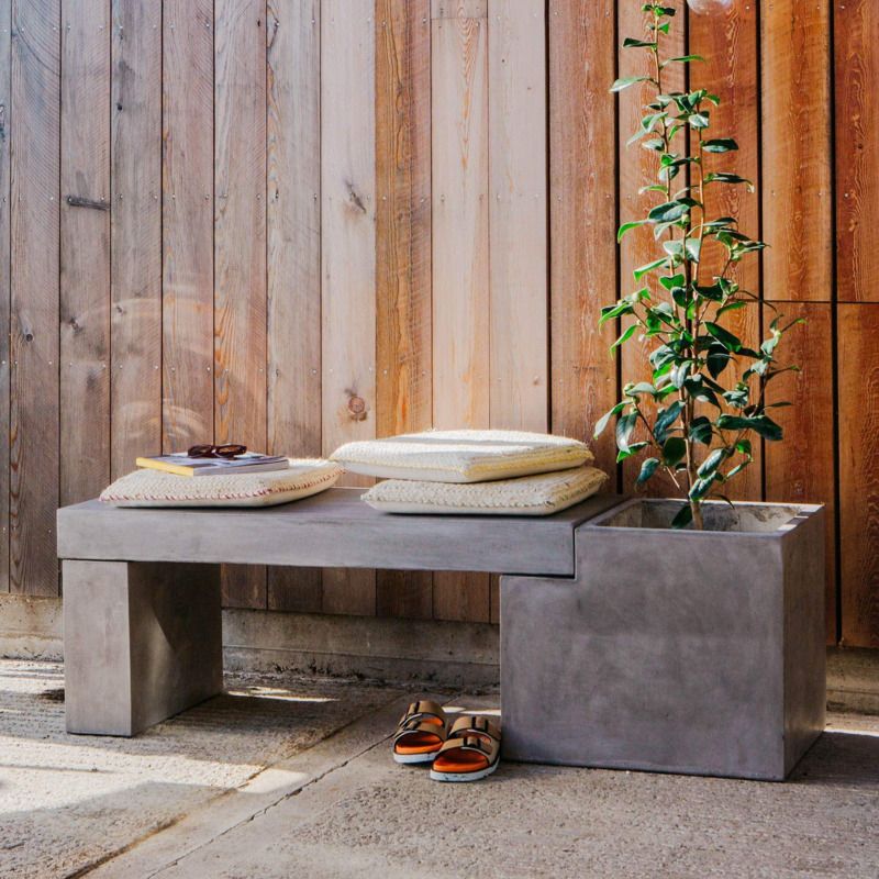 Graham and Green Concrete Bench Planter by Graham & Green