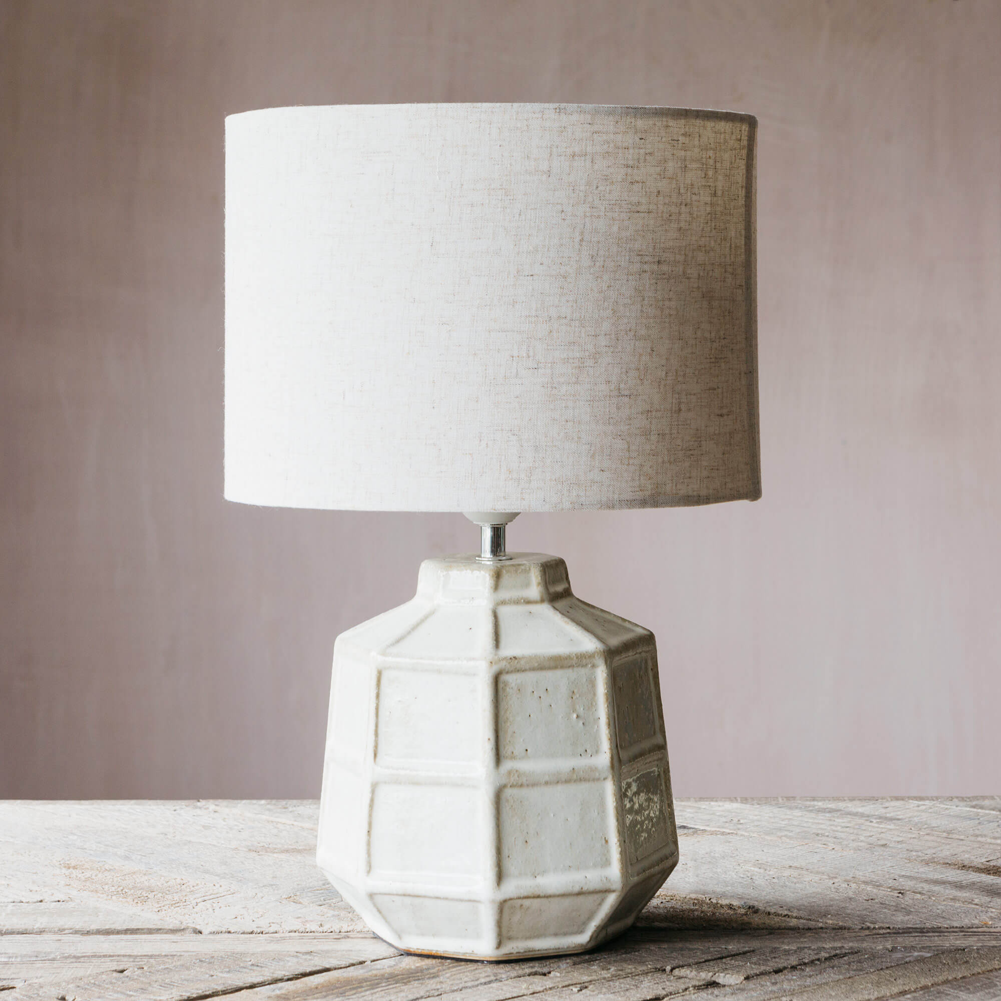 Graham and Green White Hex Lamp with Shade by Graham & Green