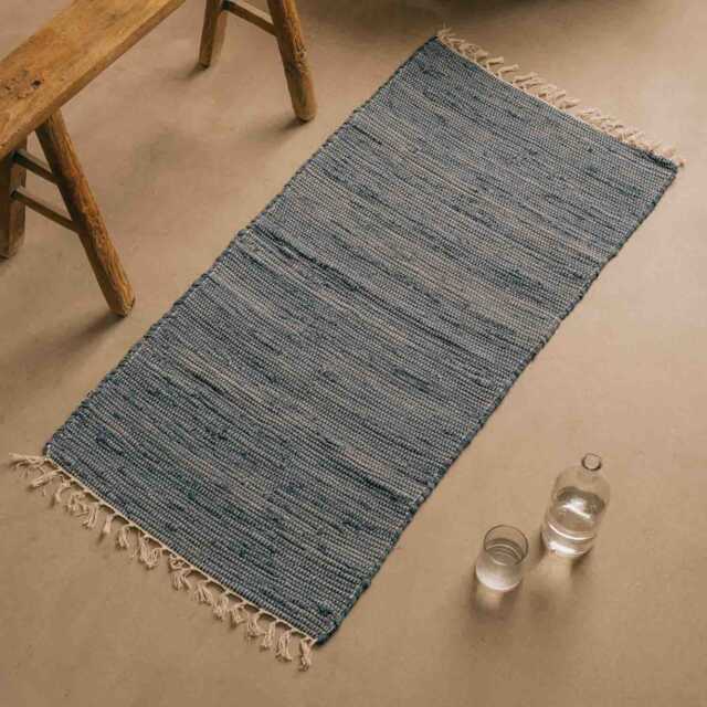 Loor Rag Graham and Green Navy Blue Rag Rug Floor Runner 60 x 120cm by Graham ...