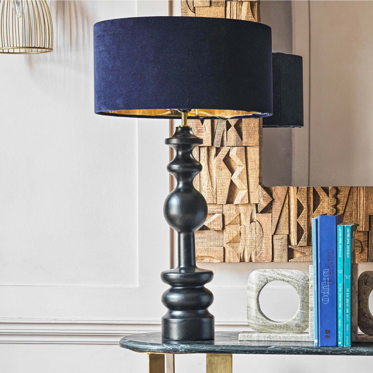 Graham and Green Darcie Black Mango Wood Table Lamp by Graham & Green