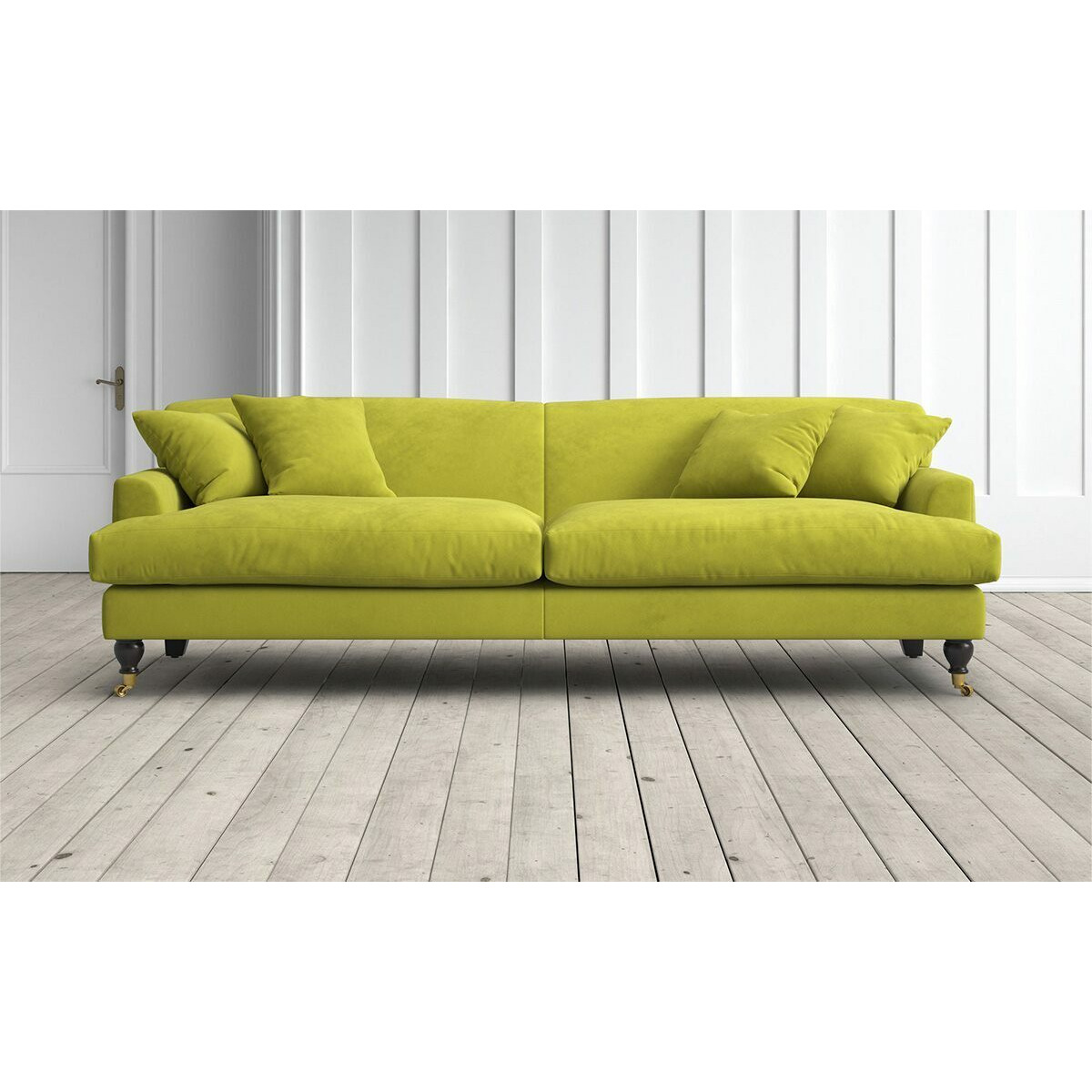 Graham and Green Clio 4 Seater Sofa in Pistachio Stain Guarded Velvet
