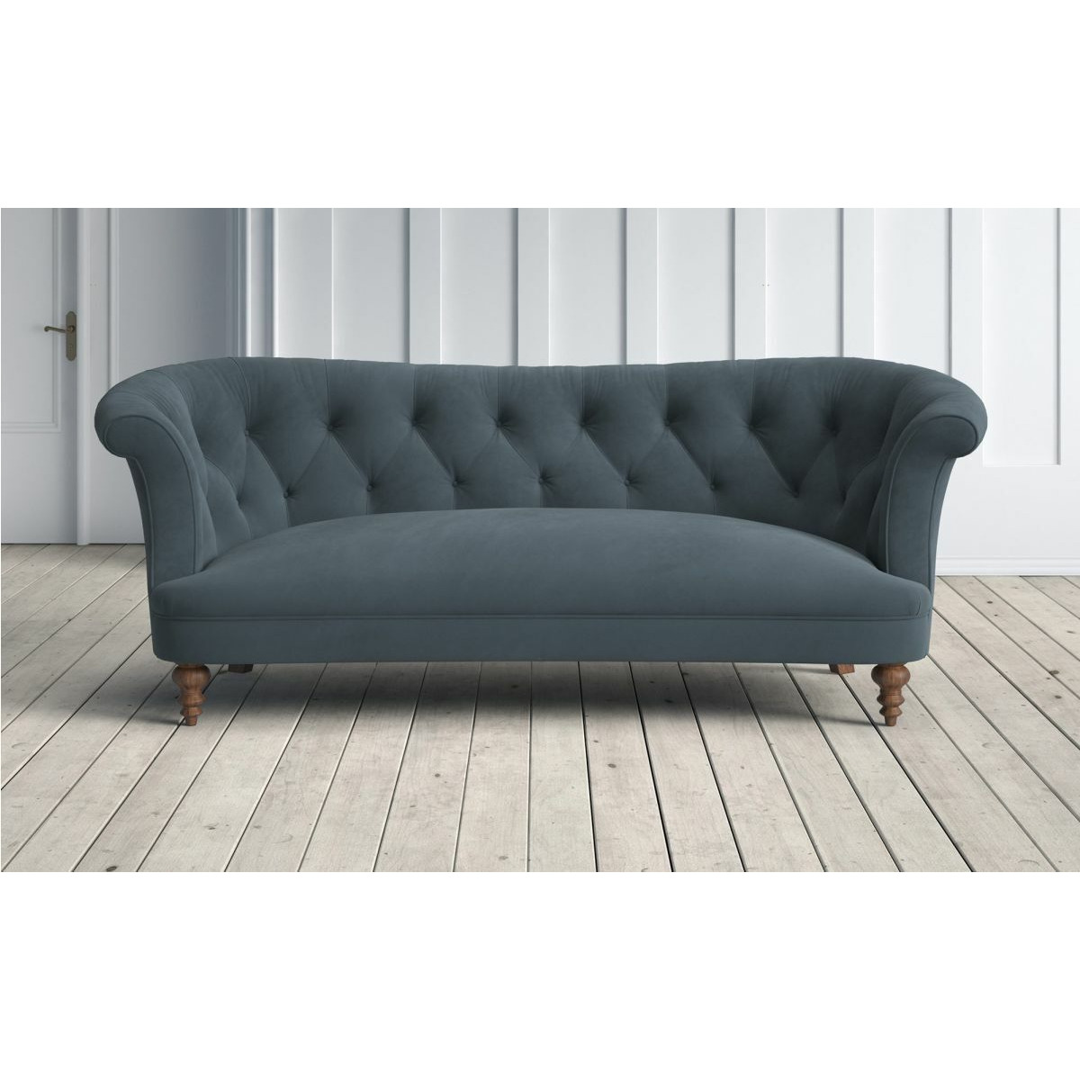 Graham and Green Diana 3 Seater Sofa in Blue Savoy Stain Guarded Velvet