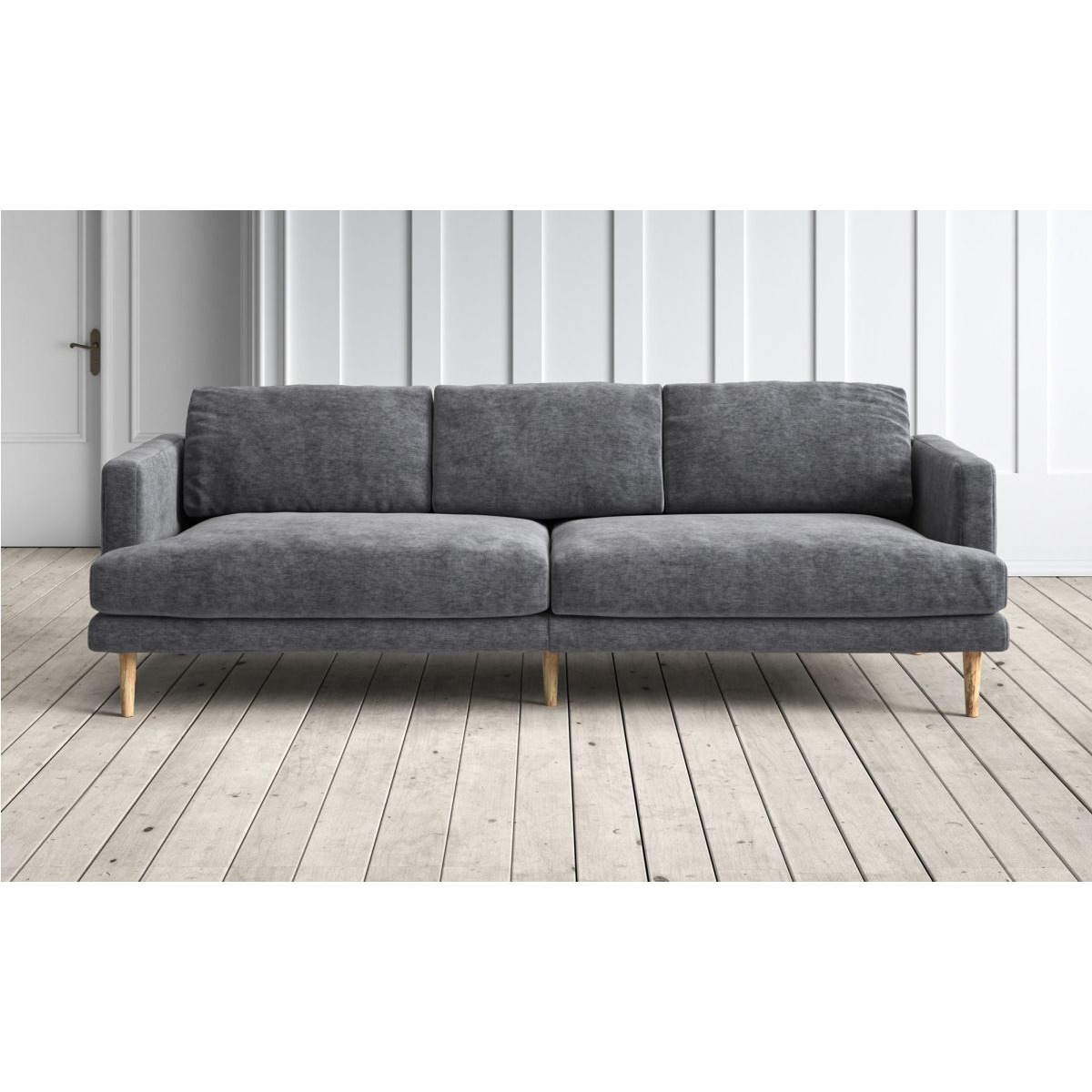 Graham and Green Sydney 3 Seater Sofa in Grey Vintage Velvet by Graham
