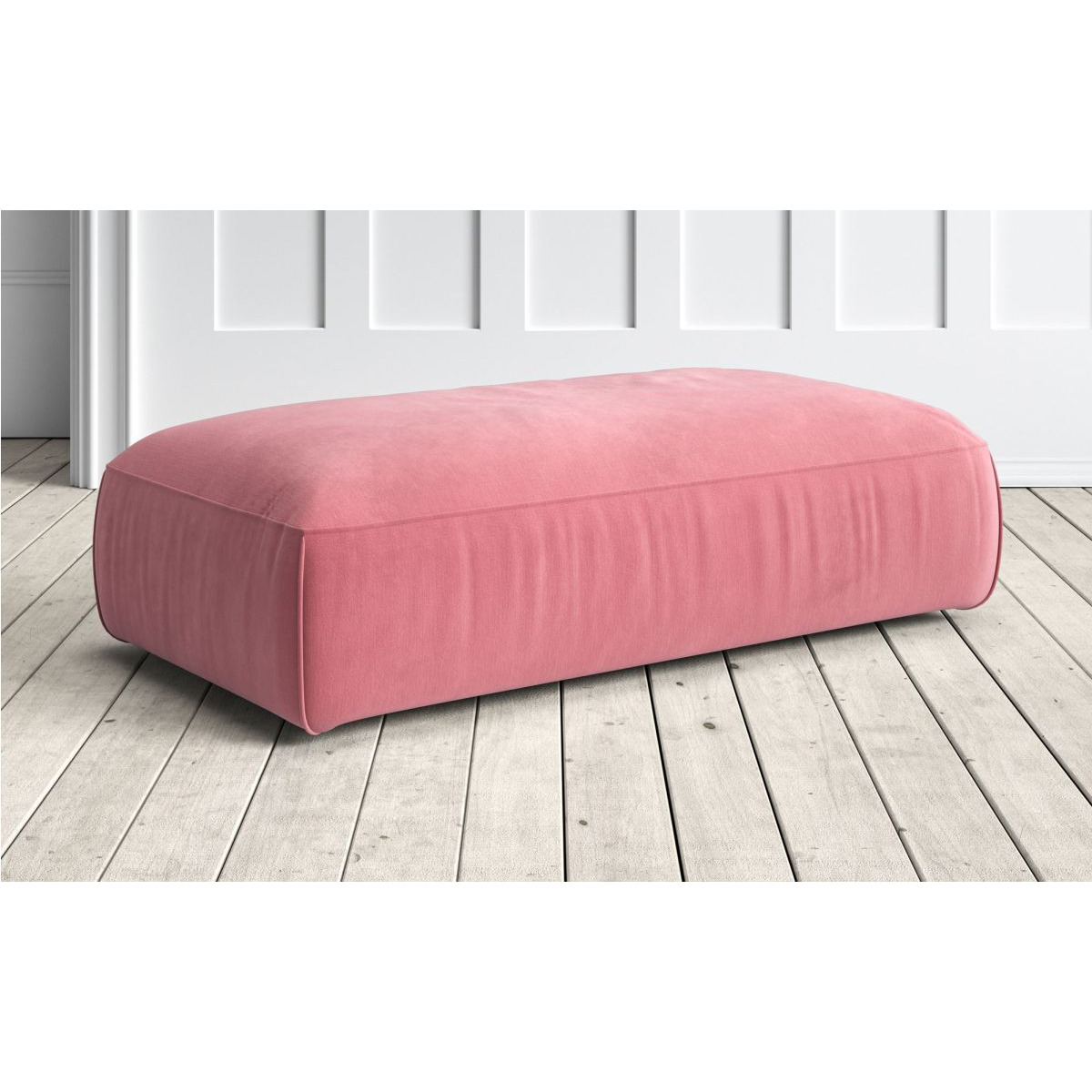 Graham and Green Dax Large Footstool in Pink Classic Velvet by Graham