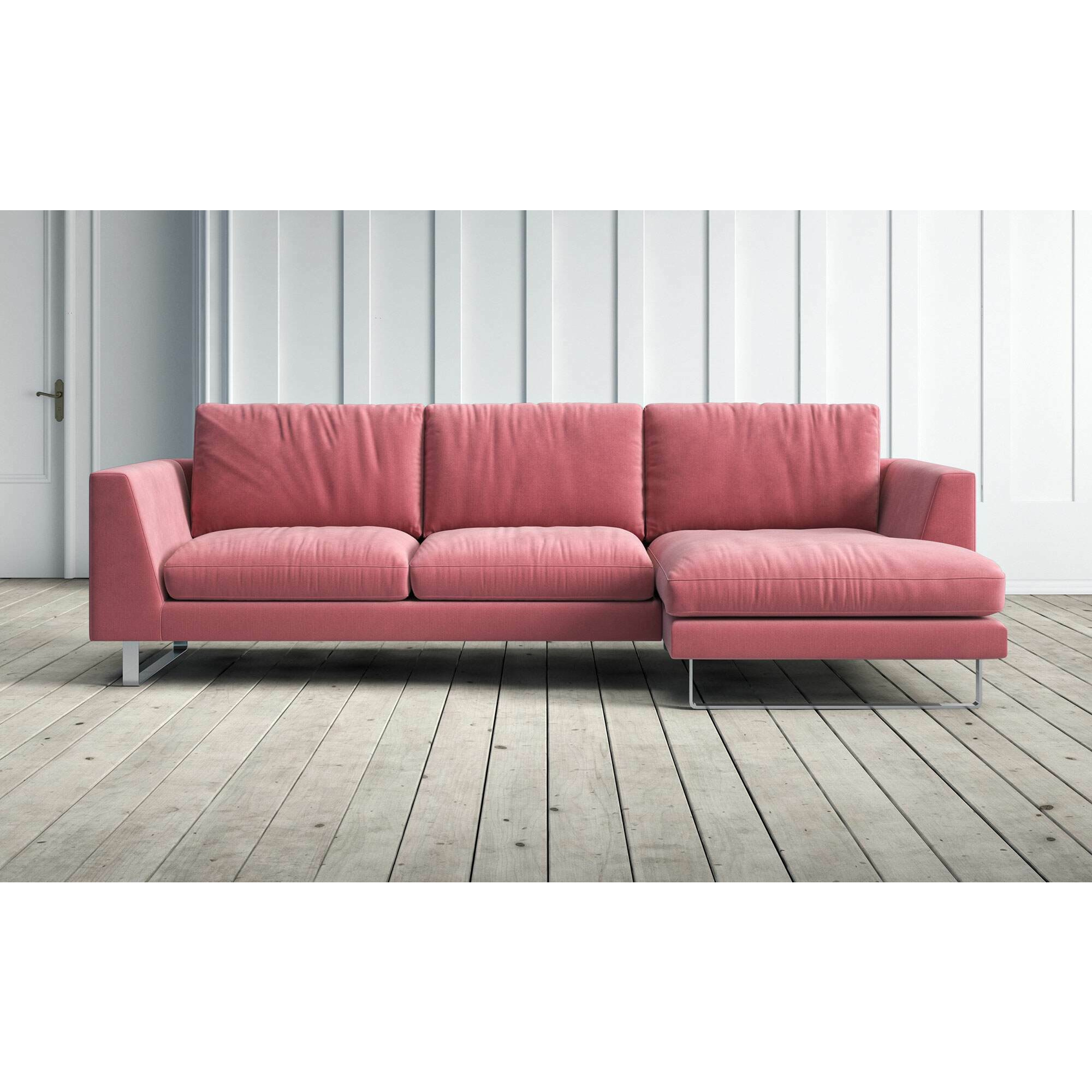 Graham and Green New York 2 Seater Right Chaise Sofa in Pink Classic