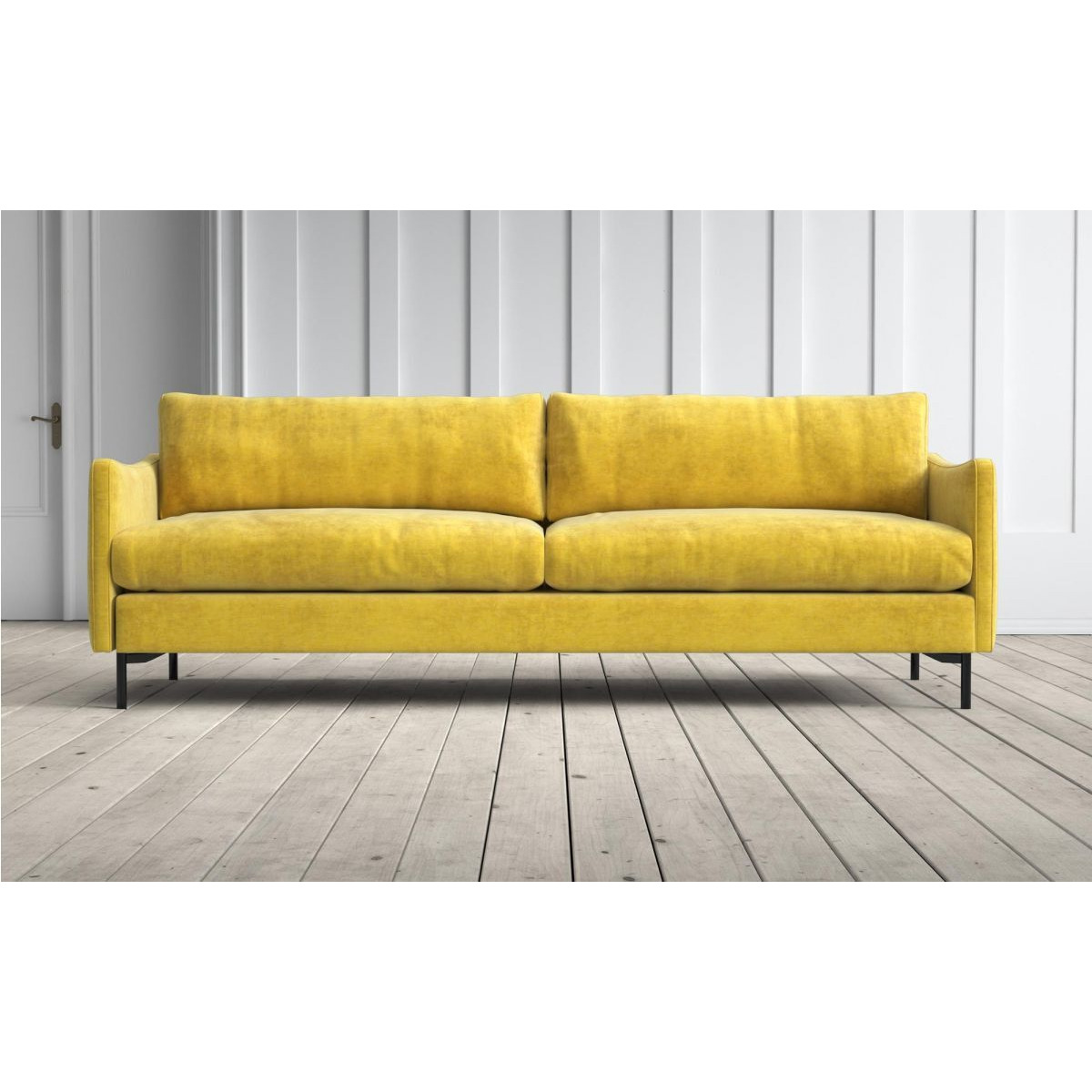 Graham and Green Henrik 4 Seater Sofa in Mustard Vintage Velvet by