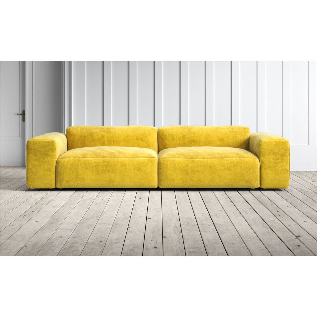 Graham and Green Dax 4 Seater Sofa in Mustard Vintage Velvet by Graham