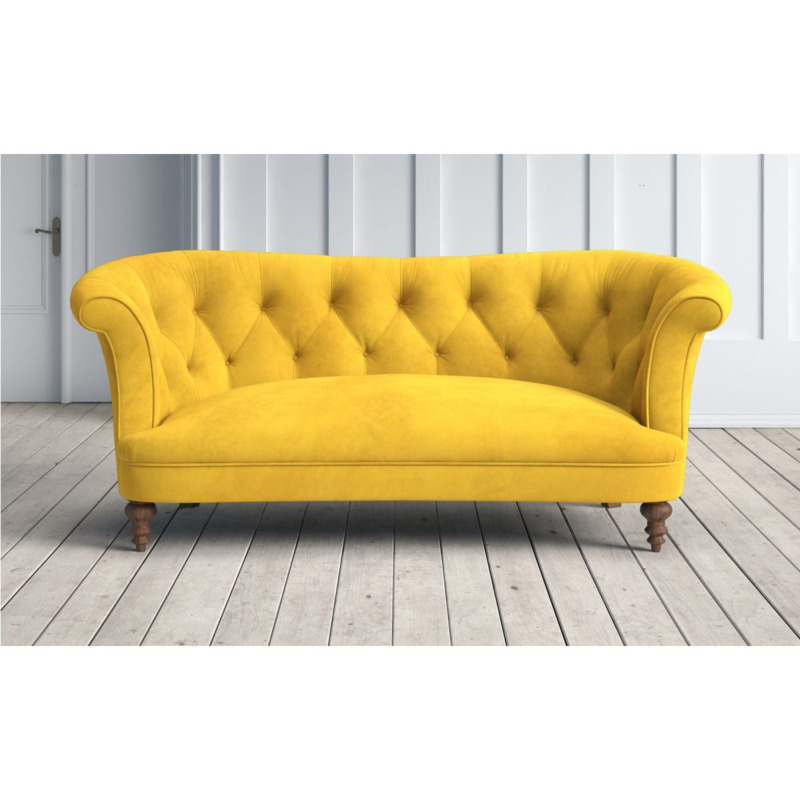 Graham and Green Diana 2.5 Seater Sofa in Canary Stain Guarded Velvet