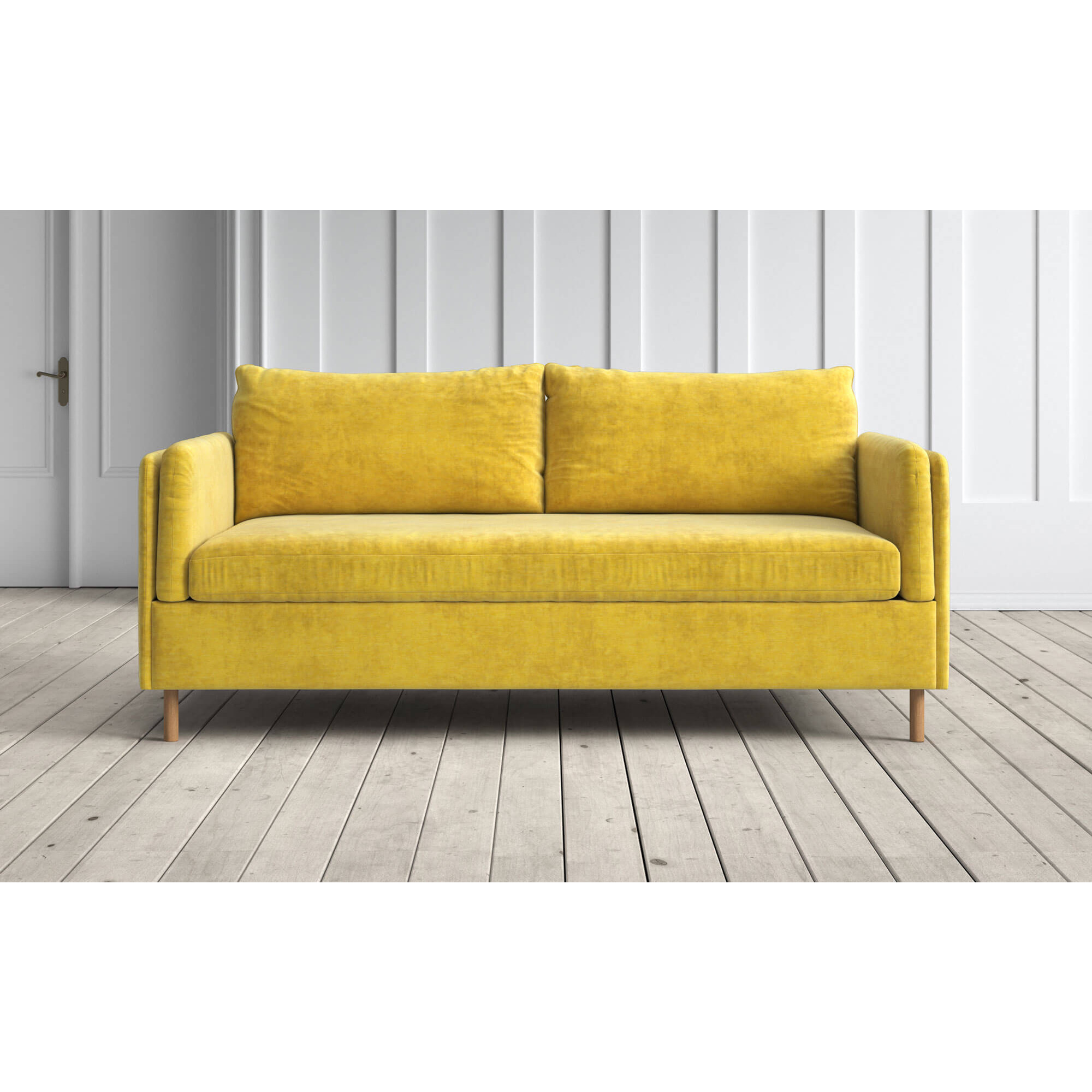 Graham and Green Edwina 3 Seater Sofa Bed in Mustard Vintage Velvet by