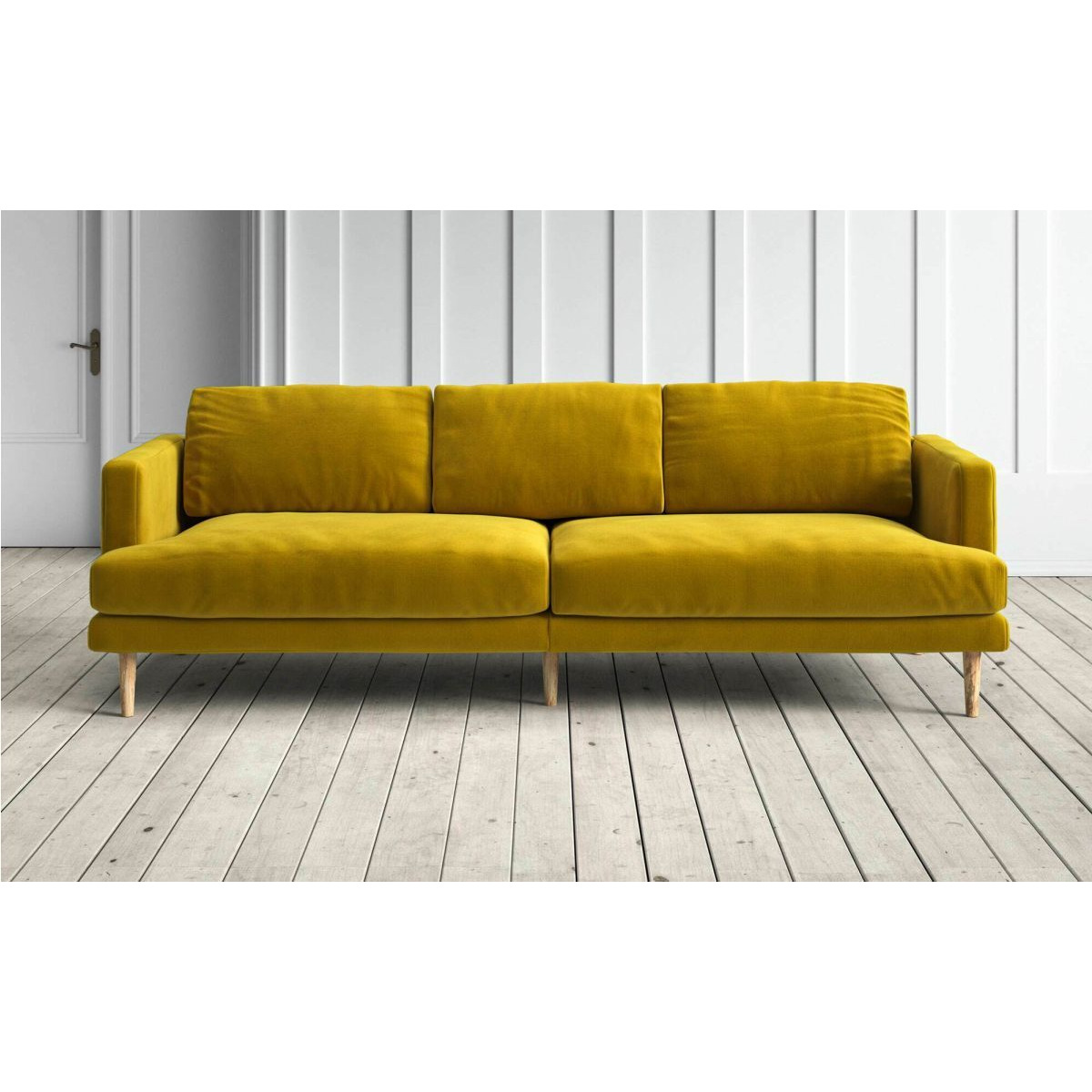 Graham and Green Sydney 3 Seater Sofa in Yellow Classic Velvet by
