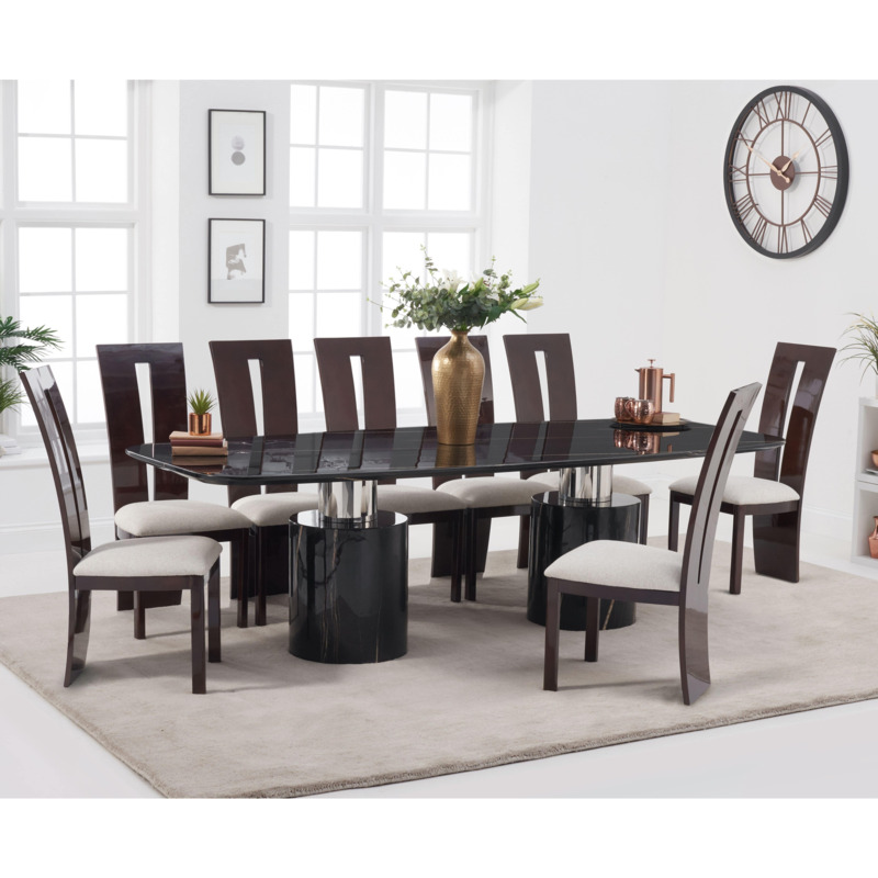 Alona 260cm Black Marble Dining Table with Verbier Chairs by Great